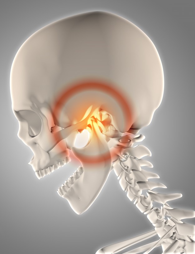 esqueleto com dor mandibular